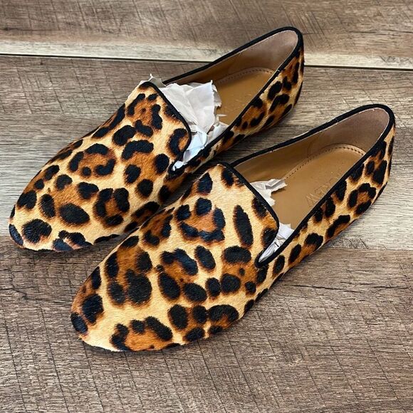 J. Crew Womens Leopard Print Calf Hair Slip-on Loafer Flats Tan Brown Size 6 - Picture 2 of 9
